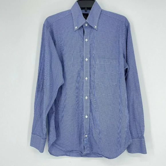 Tailorbyrd Collection Shirt Men's Sz M Blue Gingham Pocket Collared Button Down - Picture 1 of 8